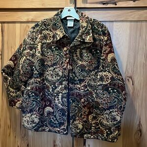 Whites stag vintage paisley tapestry print lined medium weight size large